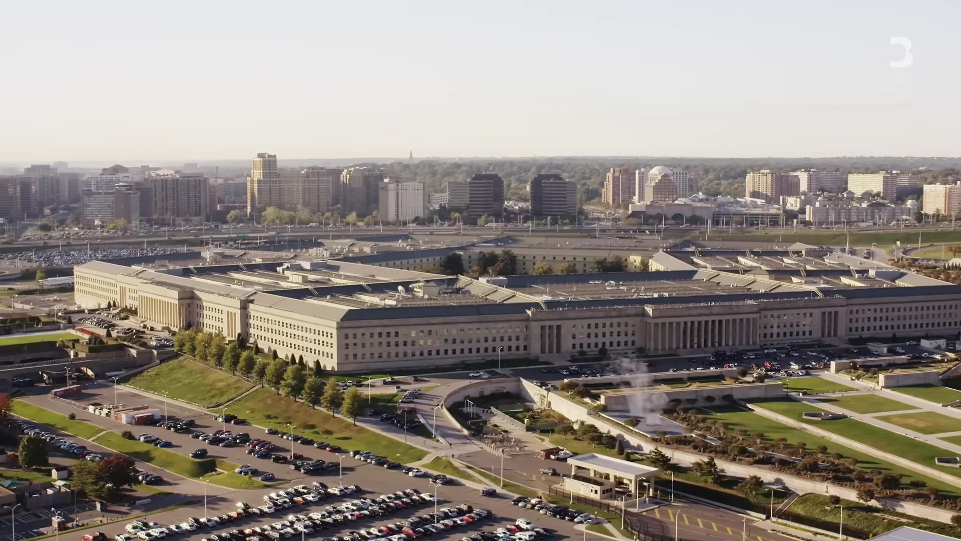 Aerial view of the Pentagon building during the Bloomberg segment on Anthropic's standoff with the Department of Defense