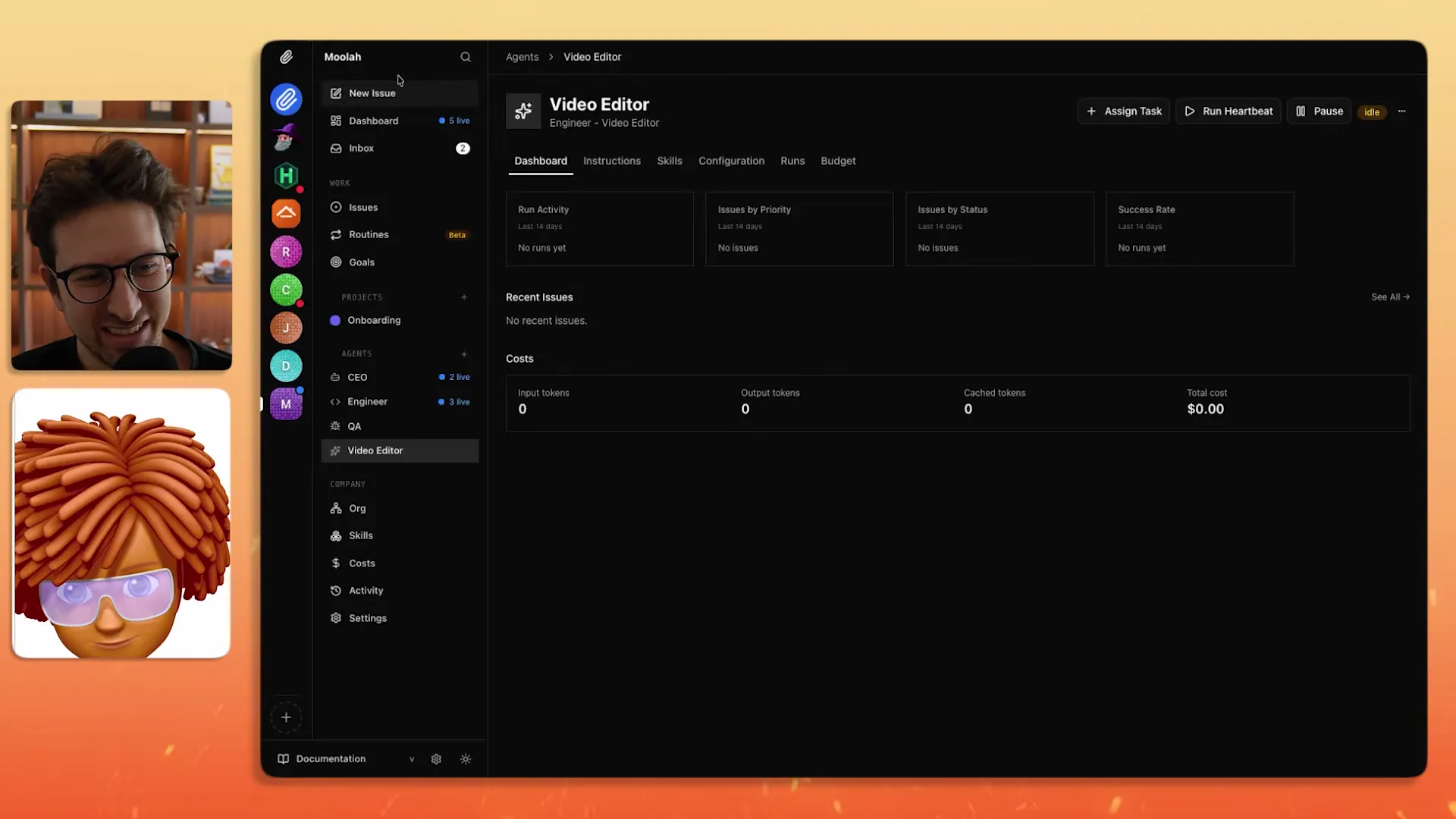 Agentic design patterns demonstration showing engineer-to-QA review workflow