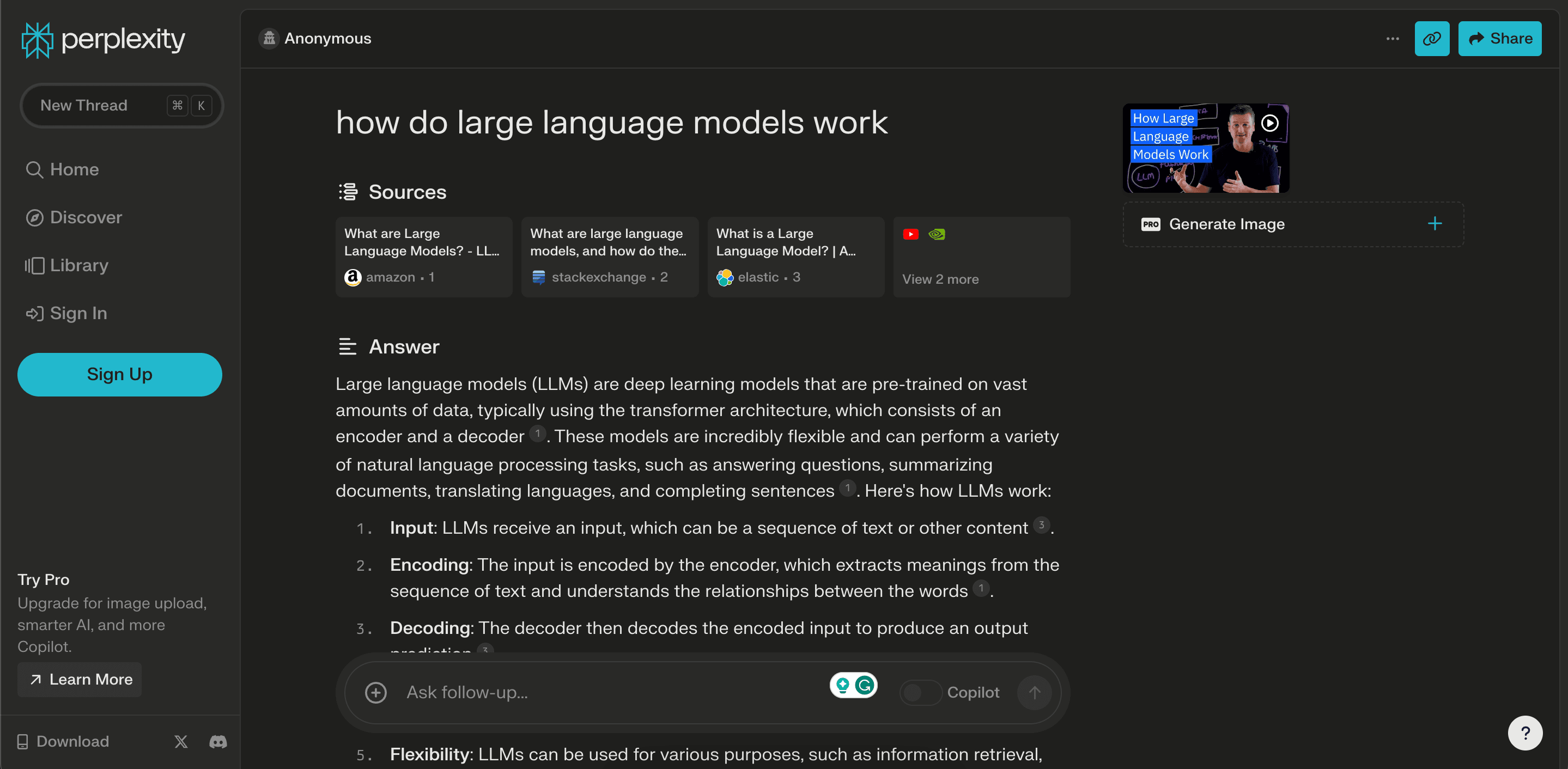 Perplexity AI conversational search engine